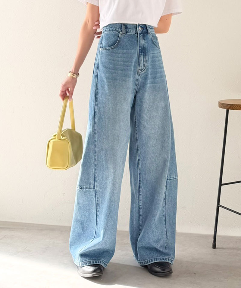 【 クラシカルエルフ classical elf 】 【楽ちん♪ ウエスト ゴム 入り】 デニムパンツ レディース 大きいサイズ ボトムス パンツ カーブライン | classicalelf | 04