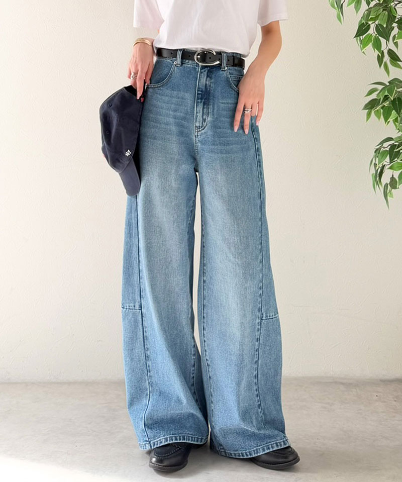 【 クラシカルエルフ classical elf 】 【楽ちん♪ ウエスト ゴム 入り】 デニムパンツ レディース 大きいサイズ ボトムス パンツ カーブライン | classicalelf | 05