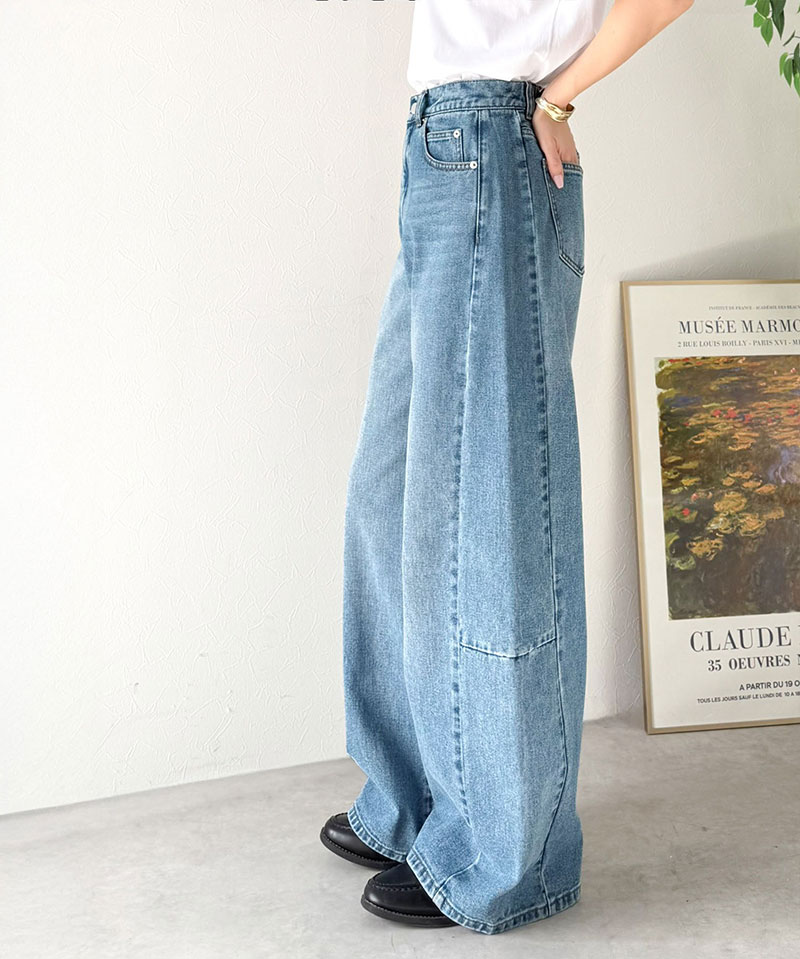 【 クラシカルエルフ classical elf 】 【楽ちん♪ ウエスト ゴム 入り】 デニムパンツ レディース 大きいサイズ ボトムス パンツ カーブライン | classicalelf | 06