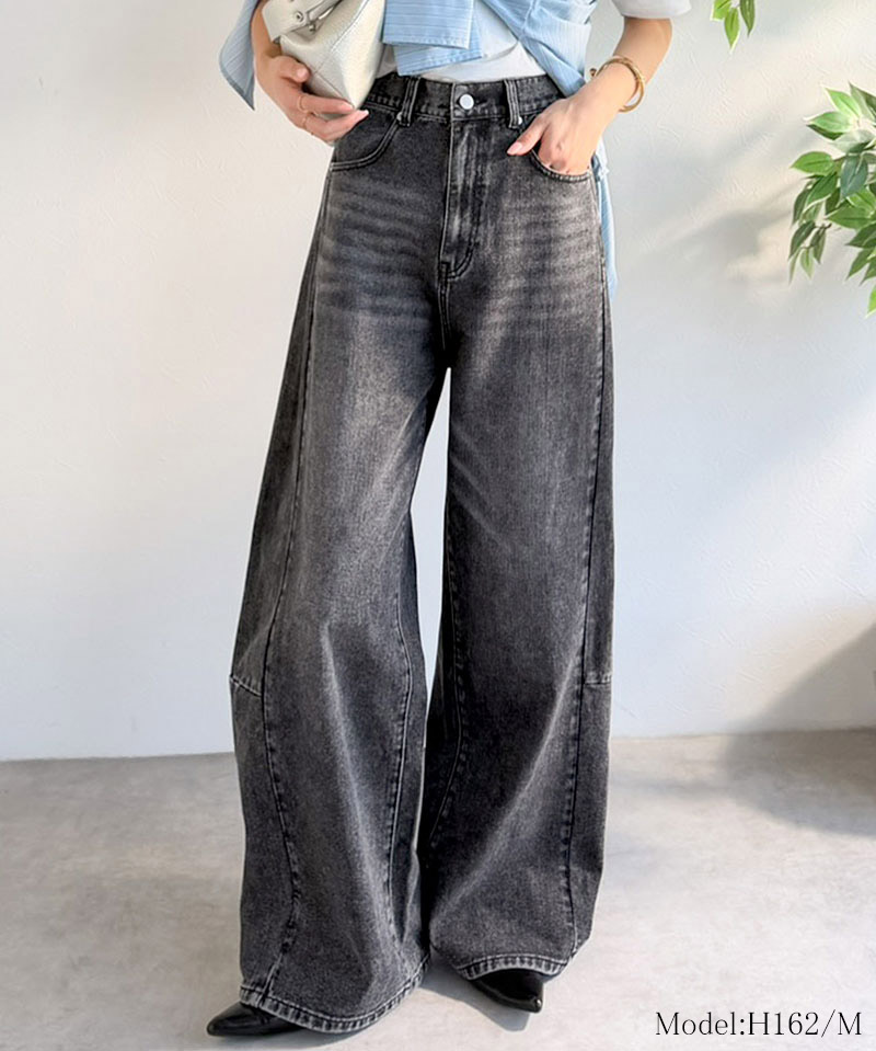 【 クラシカルエルフ classical elf 】 【楽ちん♪ ウエスト ゴム 入り】 デニムパンツ レディース 大きいサイズ ボトムス パンツ カーブライン | classicalelf | 07