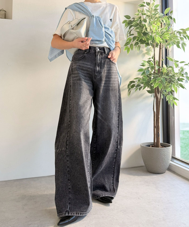 【 クラシカルエルフ classical elf 】 【楽ちん♪ ウエスト ゴム 入り】 デニムパンツ レディース 大きいサイズ ボトムス パンツ カーブライン | classicalelf | 08