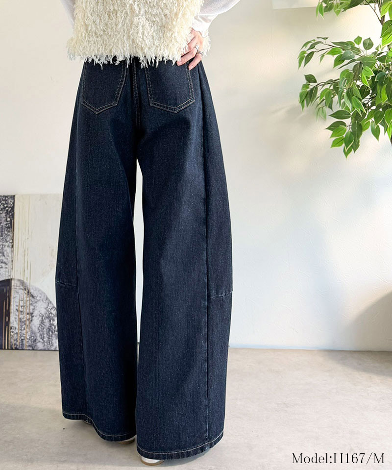 【 クラシカルエルフ classical elf 】 【楽ちん♪ ウエスト ゴム 入り】 デニムパンツ レディース 大きいサイズ ボトムス パンツ カーブライン | classicalelf | 11