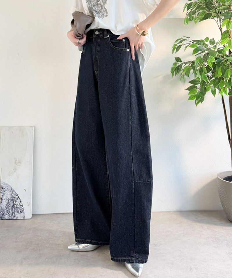 【 クラシカルエルフ classical elf 】 【楽ちん♪ ウエスト ゴム 入り】 デニムパンツ レディース 大きいサイズ ボトムス パンツ カーブライン | classicalelf | 13