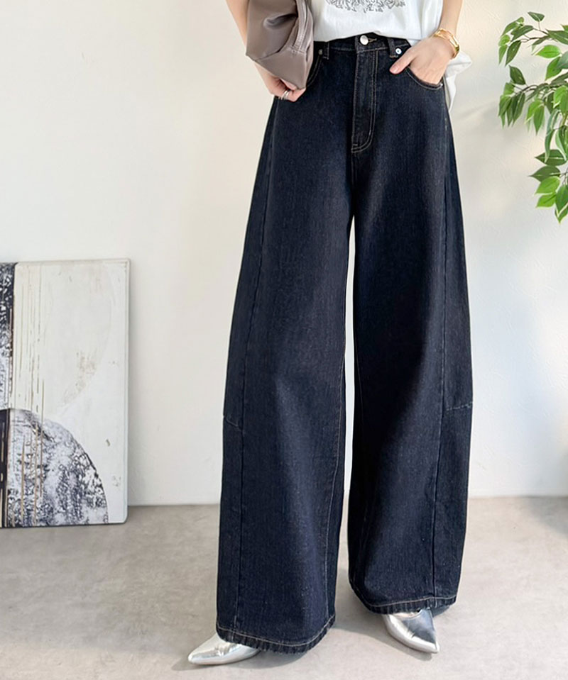 【 クラシカルエルフ classical elf 】 【楽ちん♪ ウエスト ゴム 入り】 デニムパンツ レディース 大きいサイズ ボトムス パンツ カーブライン | classicalelf | 14