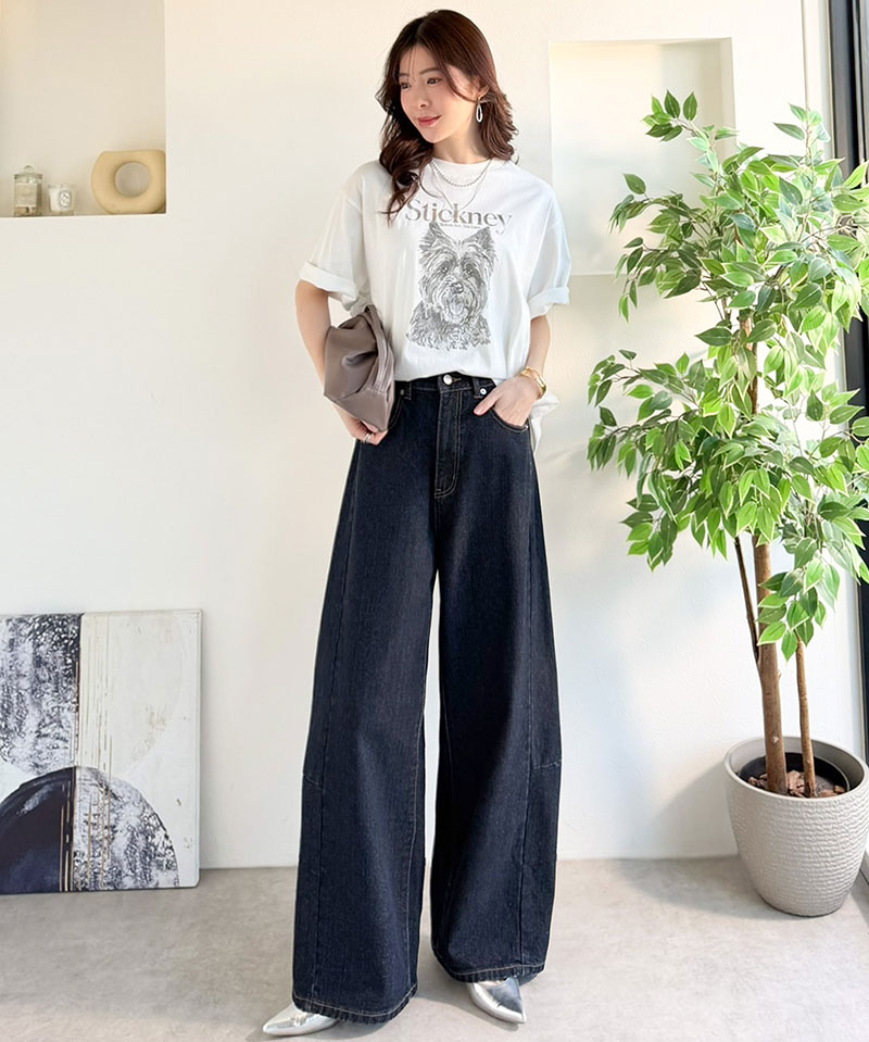 【 クラシカルエルフ classical elf 】 【楽ちん♪ ウエスト ゴム 入り】 デニムパンツ レディース 大きいサイズ ボトムス パンツ カーブライン | classicalelf | 15