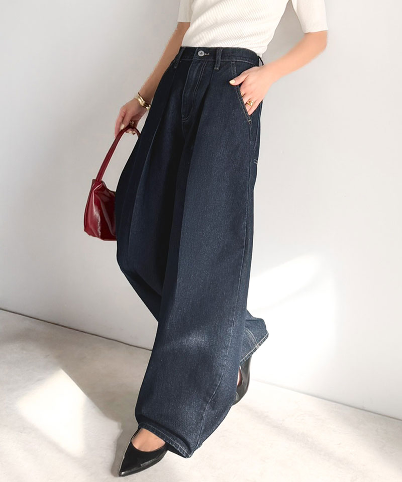 【 クラシカルエルフ classical elf 】 【楽ちん♪ ウエスト ゴム 入り】 デニムパンツ レディース 大きいサイズ ボトムス パンツ カーブタック | classicalelf | 13