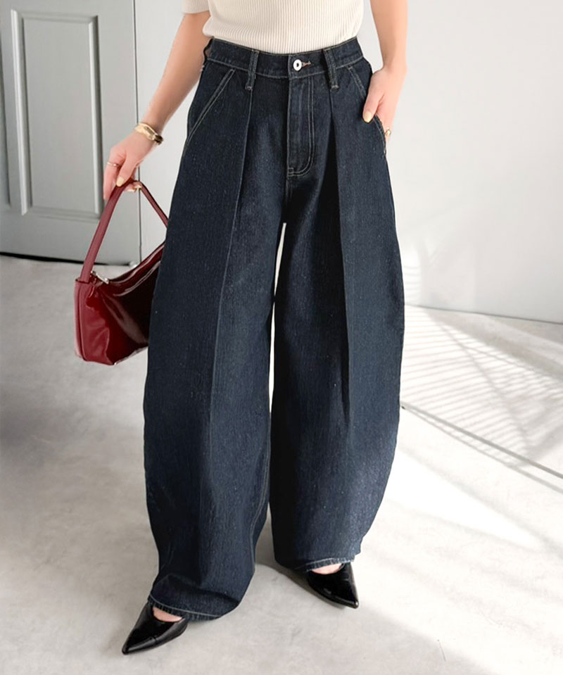 【 クラシカルエルフ classical elf 】 【楽ちん♪ ウエスト ゴム 入り】 デニムパンツ レディース 大きいサイズ ボトムス パンツ カーブタック | classicalelf | 15