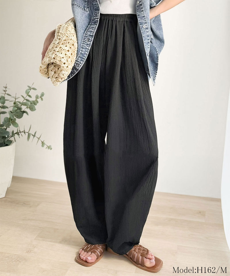 【 クラシカルエルフ classical elf 】 【UVカット・防シワ機能付き】レディース ボトムス きれいめ パンツ 涼感 ワッシャー素材 イージーカーブパンツ | classicalelf | 02