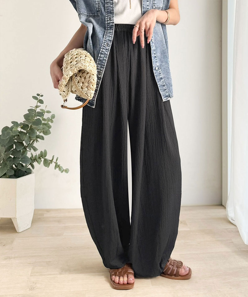 【 クラシカルエルフ classical elf 】 【UVカット・防シワ機能付き】レディース ボトムス きれいめ パンツ 涼感 ワッシャー素材 イージーカーブパンツ | classicalelf | 03