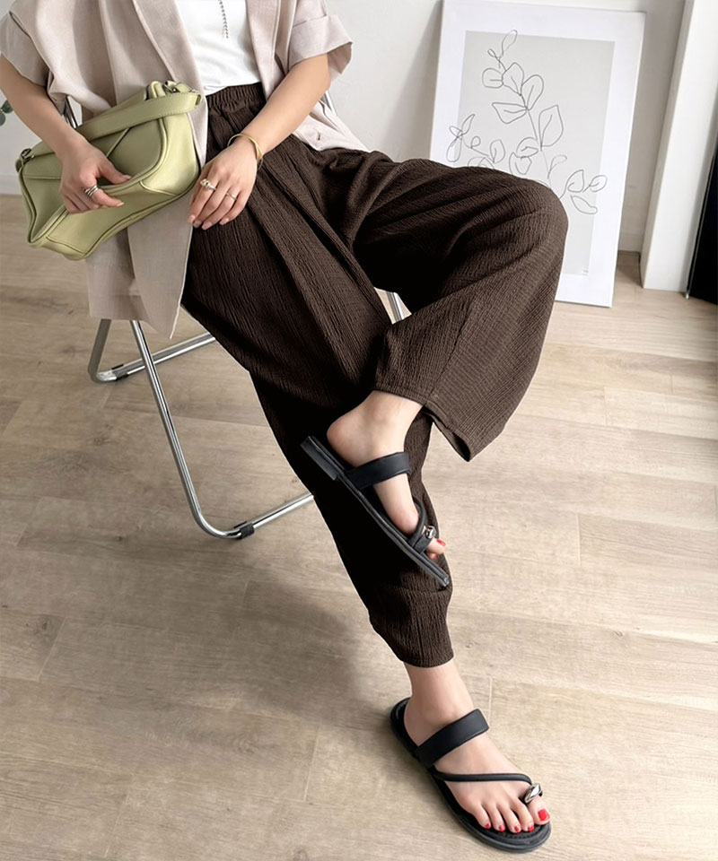 【 クラシカルエルフ classical elf 】 【UVカット・防シワ機能付き】レディース ボトムス きれいめ パンツ 涼感 ワッシャー素材 イージーカーブパンツ | classicalelf | 09