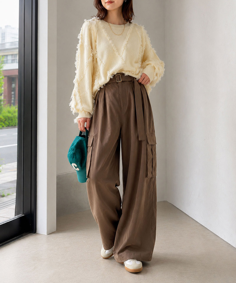 一着で、ラフなのにキレイを叶える◎2タックロングベルト付きカーゴパンツ Classical Elf クラシカルエルフ ce0940264 | classicalelf | 15