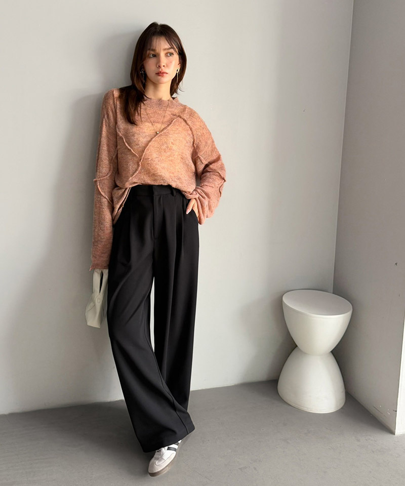 【UVカット・防シワ機能】カットジョーゼット2タック美ライン脇ゴムスラックスパンツ Classical Elf クラシカルエルフ ce0940266 | classicalelf | 09