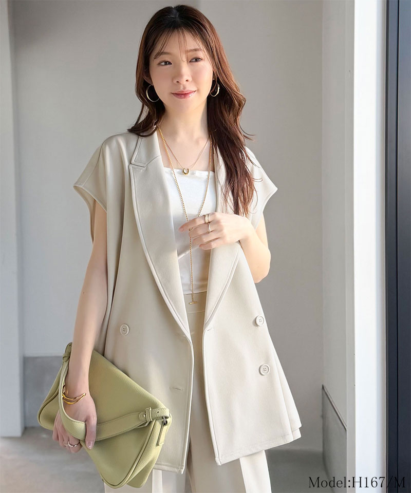 【 クラシカルエルフ classical elf 】【2点セット】セットアップ レディース カジュアル きれいめ 春 ダブル テーラード ジレ タック パンツ オフィス | classicalelf | 02