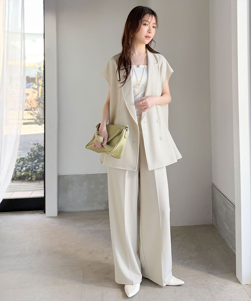 【 クラシカルエルフ classical elf 】【2点セット】セットアップ レディース カジュアル きれいめ 春 ダブル テーラード ジレ タック パンツ オフィス | classicalelf | 03
