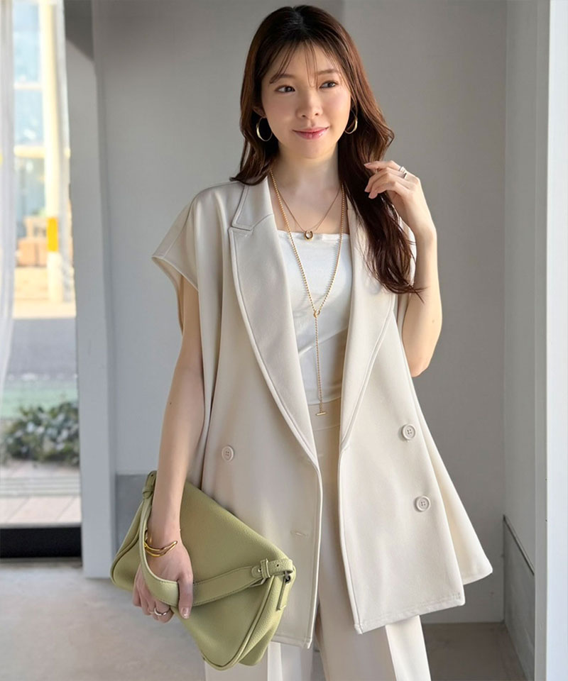 【 クラシカルエルフ classical elf 】【2点セット】セットアップ レディース カジュアル きれいめ 春 ダブル テーラード ジレ タック パンツ オフィス | classicalelf | 05