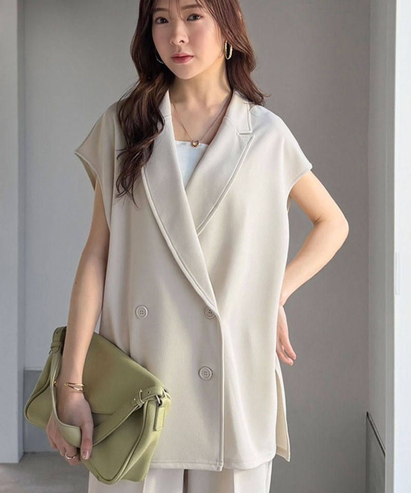 【 クラシカルエルフ classical elf 】【2点セット】セットアップ レディース カジュアル きれいめ 春 ダブル テーラード ジレ タック パンツ オフィス | classicalelf | 08