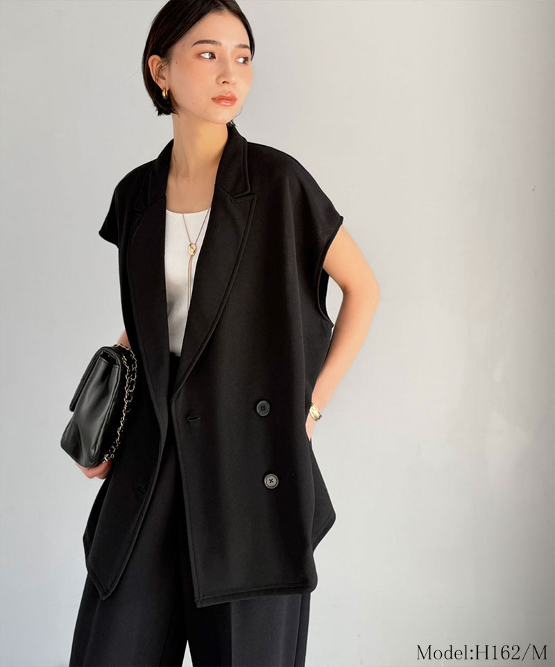 【 クラシカルエルフ classical elf 】【2点セット】セットアップ レディース カジュアル きれいめ 春 ダブル テーラード ジレ タック パンツ オフィス | classicalelf | 09