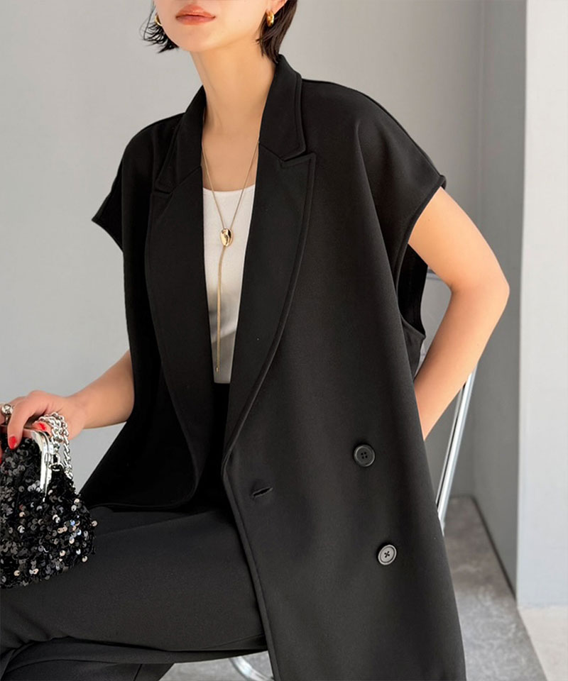 【 クラシカルエルフ classical elf 】【2点セット】セットアップ レディース カジュアル きれいめ 春 ダブル テーラード ジレ タック パンツ オフィス | classicalelf | 10