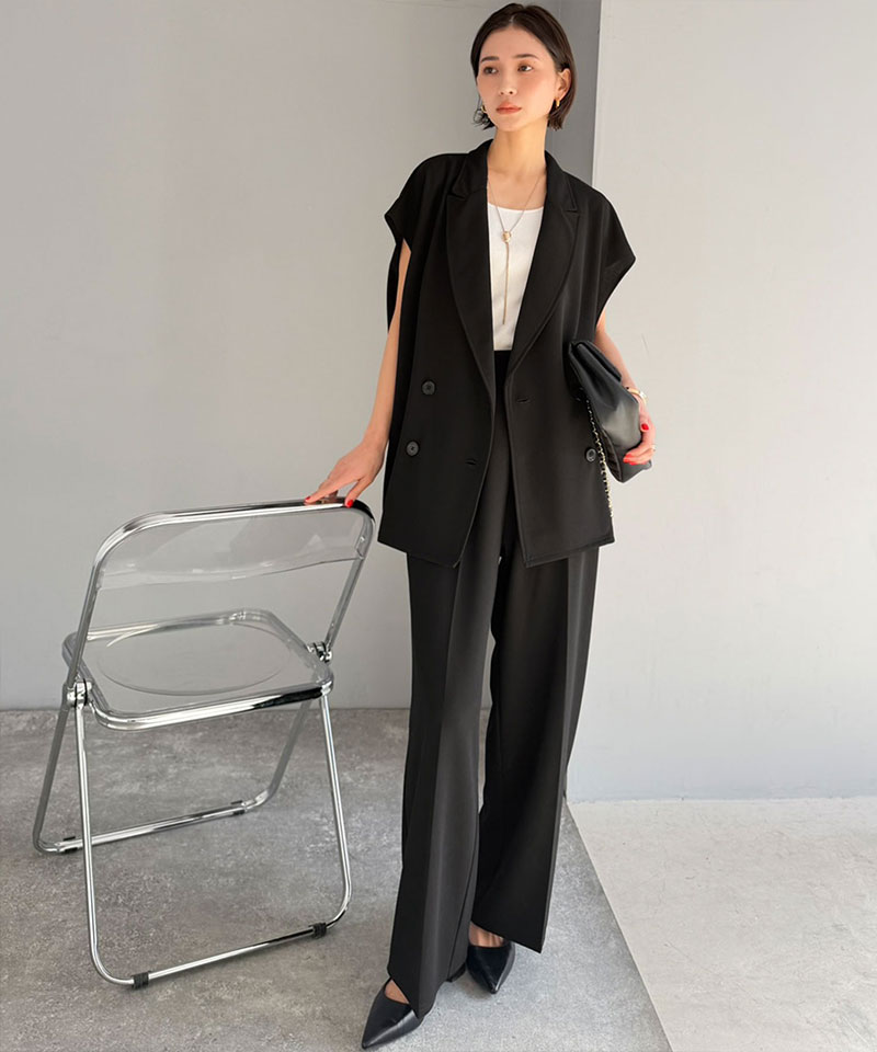 【 クラシカルエルフ classical elf 】【2点セット】セットアップ レディース カジュアル きれいめ 春 ダブル テーラード ジレ タック パンツ オフィス | classicalelf | 11