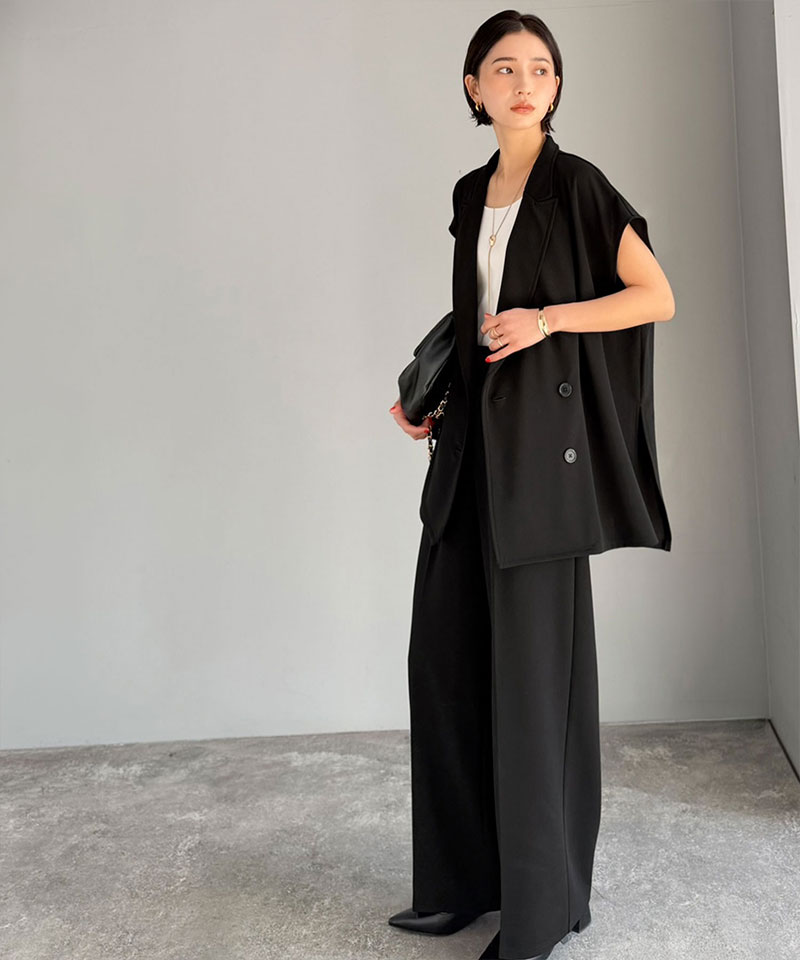 【 クラシカルエルフ classical elf 】【2点セット】セットアップ レディース カジュアル きれいめ 春 ダブル テーラード ジレ タック パンツ オフィス | classicalelf | 12