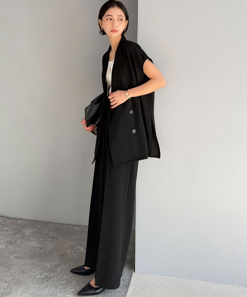 【 クラシカルエルフ classical elf 】【2点セット】セットアップ レディース カジュアル きれいめ 春 ダブル テーラード ジレ タック パンツ オフィス | classicalelf | 13