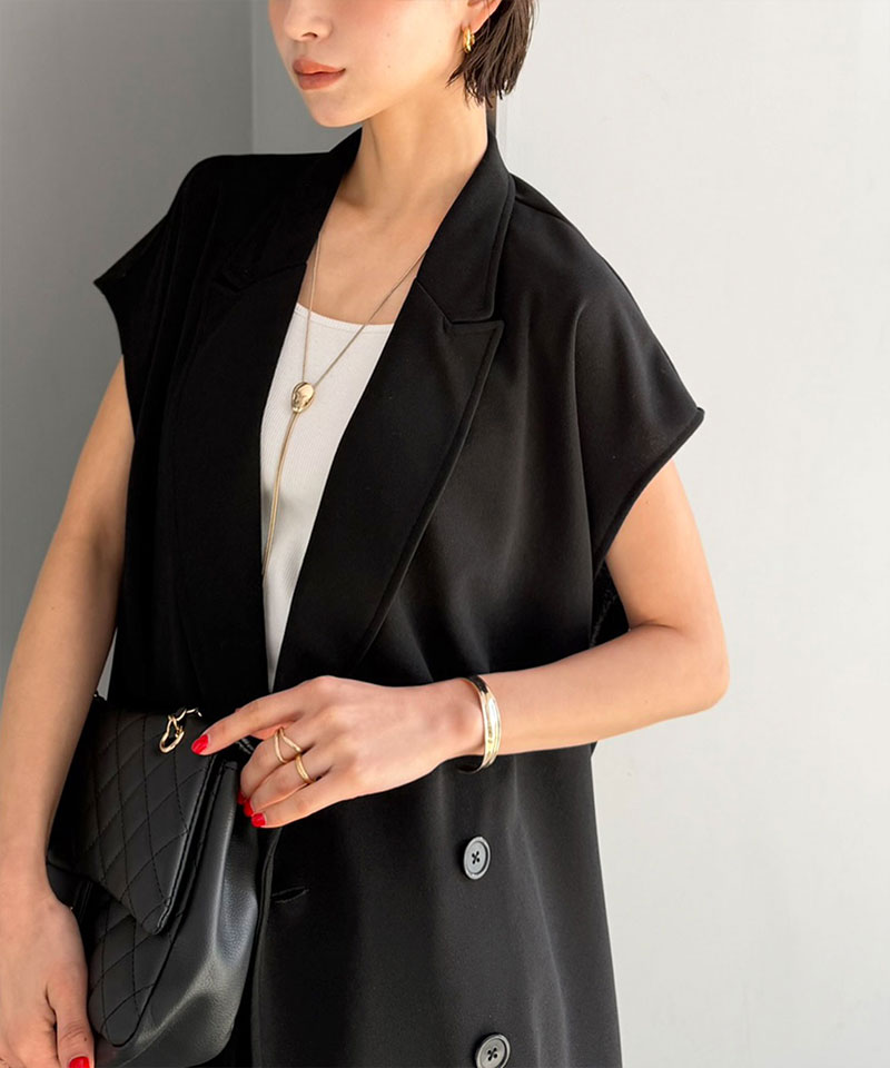 【 クラシカルエルフ classical elf 】【2点セット】セットアップ レディース カジュアル きれいめ 春 ダブル テーラード ジレ タック パンツ オフィス | classicalelf | 14