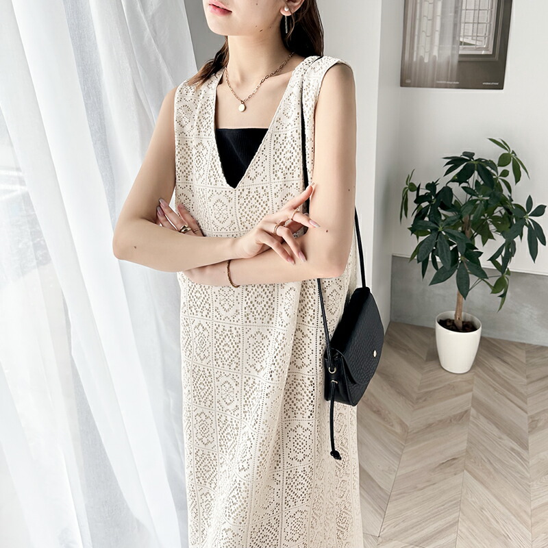 ワンピース レディース 前後 2way レトロ レース ジャンパースカート 大きいサイズ ゆったり 体型カバー クルーネック Vネック | classicalelf