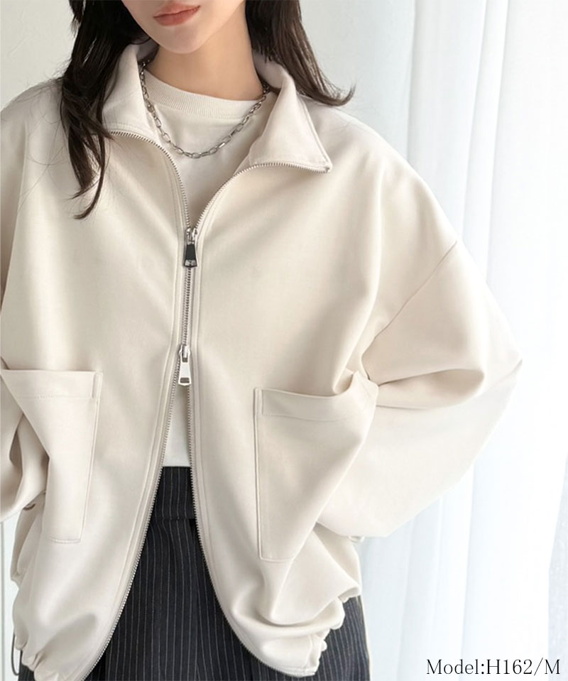 【 クラシカルエルフ classical elf 】 アウター ジャケット レディース ビッグポケット 裾 ドロスト ダブルジップ ダンボール 素材 ブルゾン | classicalelf | 02