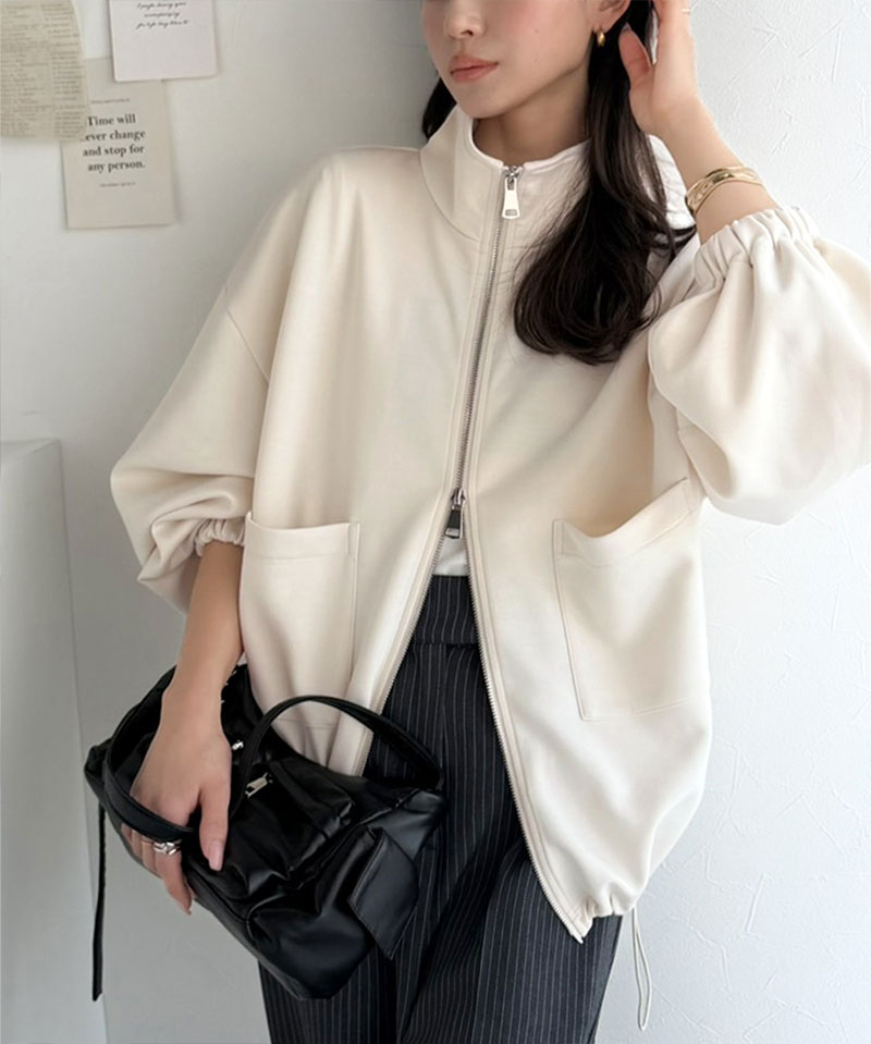 【 クラシカルエルフ classical elf 】 アウター ジャケット レディース ビッグポケット 裾 ドロスト ダブルジップ ダンボール 素材 ブルゾン | classicalelf | 03