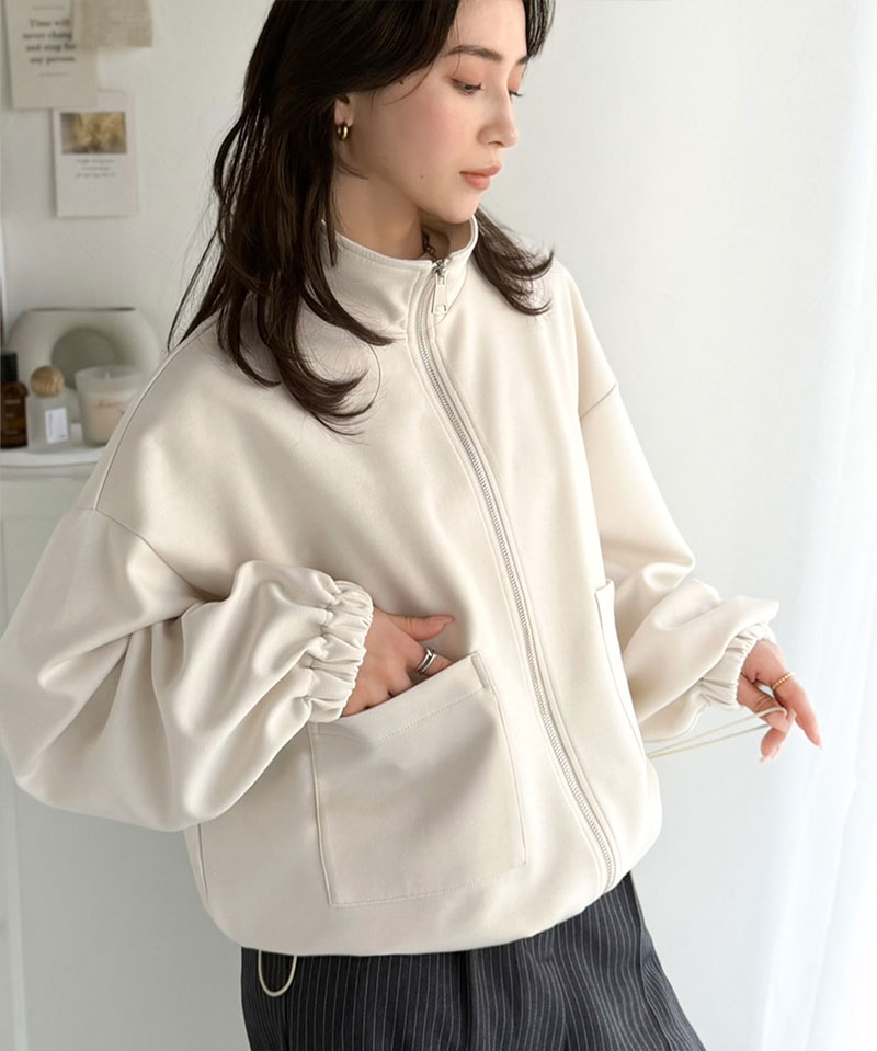 【 クラシカルエルフ classical elf 】 アウター ジャケット レディース ビッグポケット 裾 ドロスト ダブルジップ ダンボール 素材 ブルゾン | classicalelf | 04