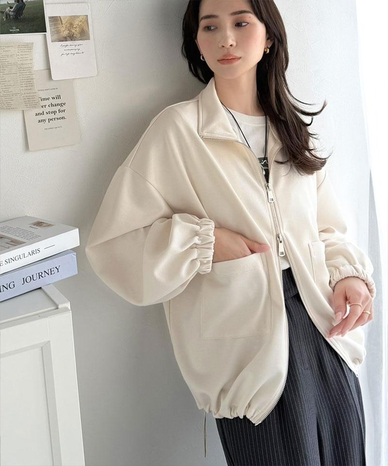 【 クラシカルエルフ classical elf 】 アウター ジャケット レディース ビッグポケット 裾 ドロスト ダブルジップ ダンボール 素材 ブルゾン | classicalelf | 06