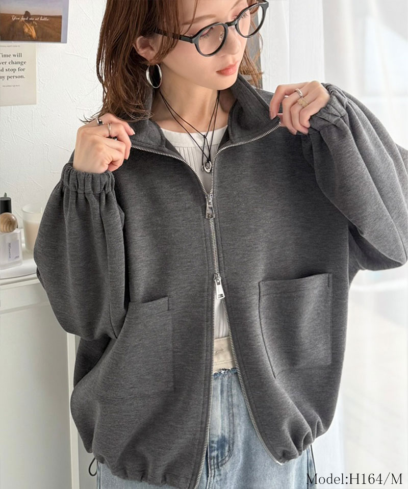 【 クラシカルエルフ classical elf 】 アウター ジャケット レディース ビッグポケット 裾 ドロスト ダブルジップ ダンボール 素材 ブルゾン | classicalelf | 07