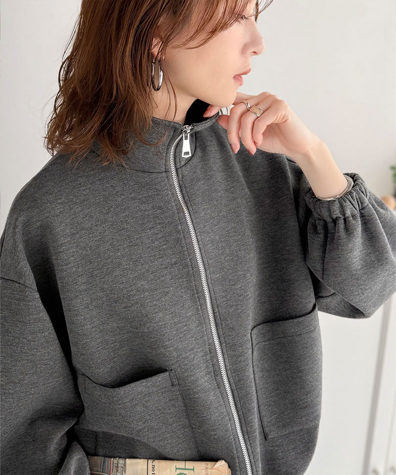 【 クラシカルエルフ classical elf 】 アウター ジャケット レディース ビッグポケット 裾 ドロスト ダブルジップ ダンボール 素材 ブルゾン | classicalelf | 08