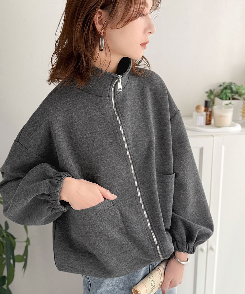 【 クラシカルエルフ classical elf 】 アウター ジャケット レディース ビッグポケット 裾 ドロスト ダブルジップ ダンボール 素材 ブルゾン | classicalelf | 10