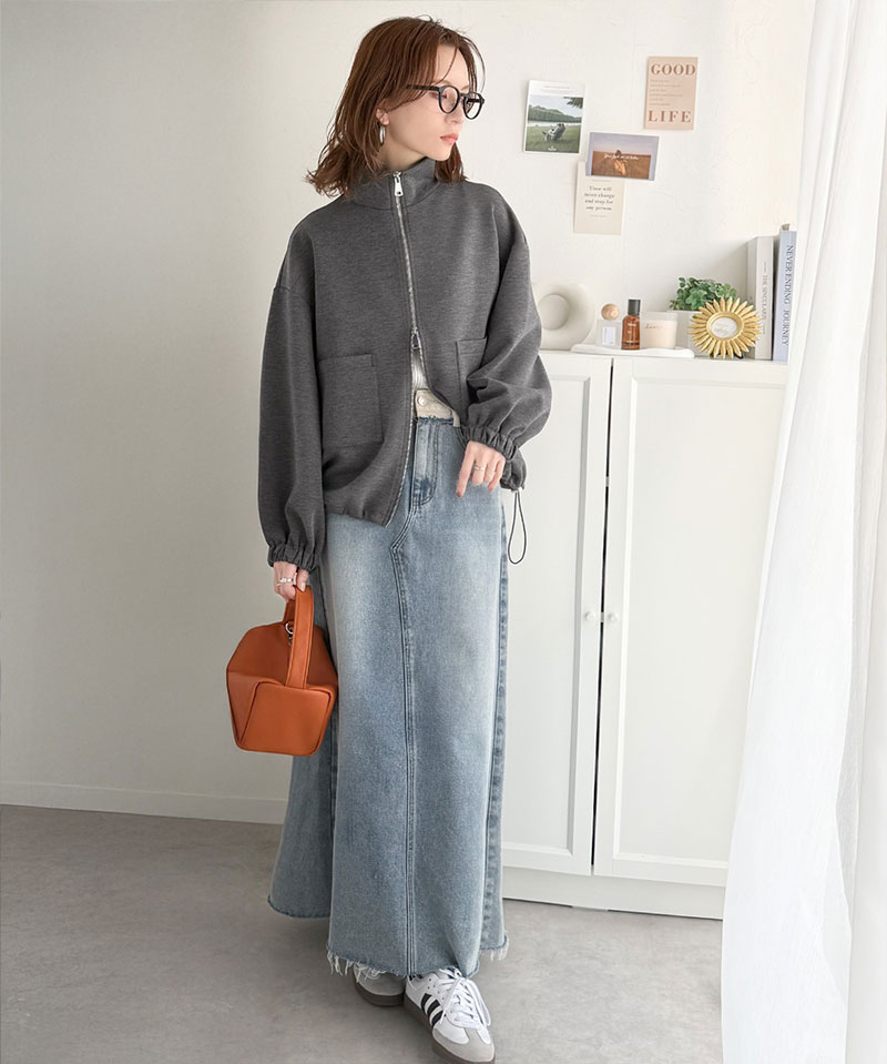 【 クラシカルエルフ classical elf 】 アウター ジャケット レディース ビッグポケット 裾 ドロスト ダブルジップ ダンボール 素材 ブルゾン | classicalelf | 11