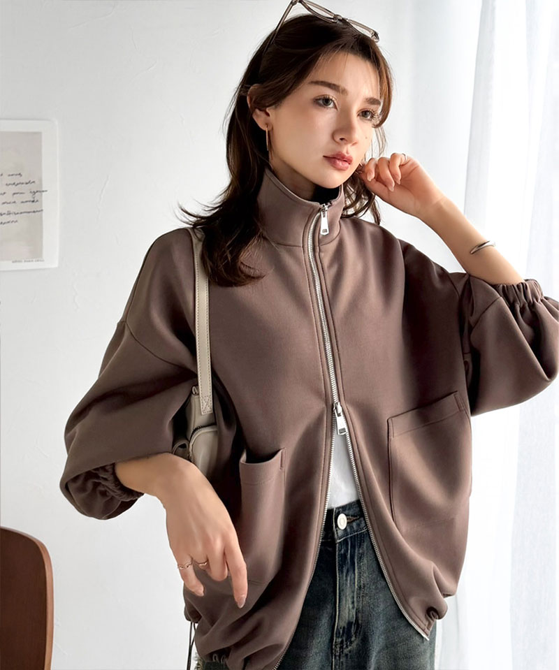 【 クラシカルエルフ classical elf 】 アウター ジャケット レディース ビッグポケット 裾 ドロスト ダブルジップ ダンボール 素材 ブルゾン | classicalelf | 14