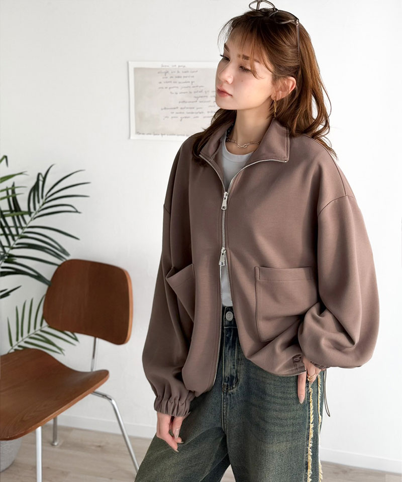 【 クラシカルエルフ classical elf 】 アウター ジャケット レディース ビッグポケット 裾 ドロスト ダブルジップ ダンボール 素材 ブルゾン | classicalelf | 15