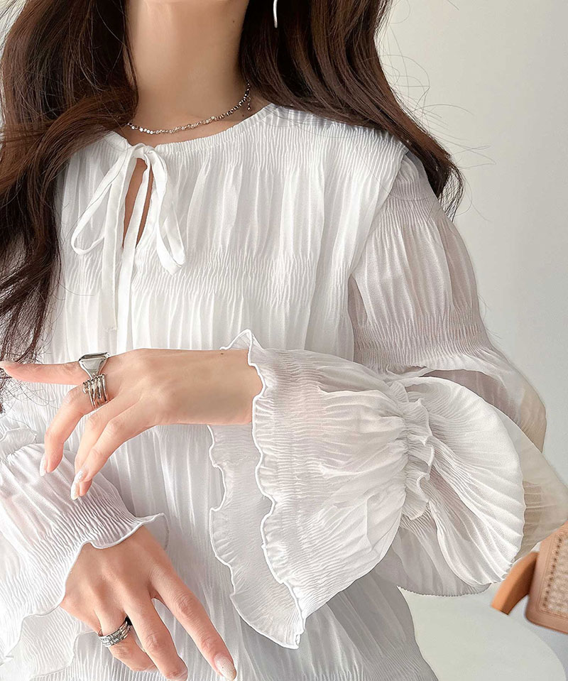 【 クラシカルエルフ classical elf 】 ブラウス レディース おしゃれ トップス 前後2way シアー プリーツブラウス 涼やか 透け感 上品 カジュアル | classicalelf | 03