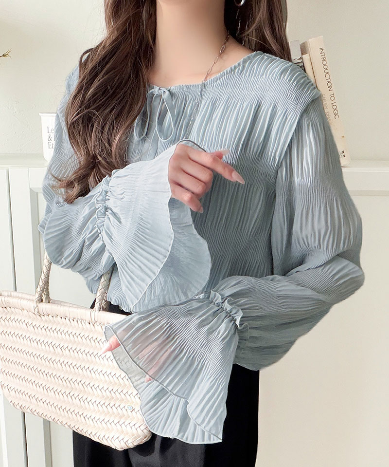【 クラシカルエルフ classical elf 】 ブラウス レディース おしゃれ トップス 前後2way シアー プリーツブラウス 涼やか 透け感 上品 カジュアル | classicalelf | 13