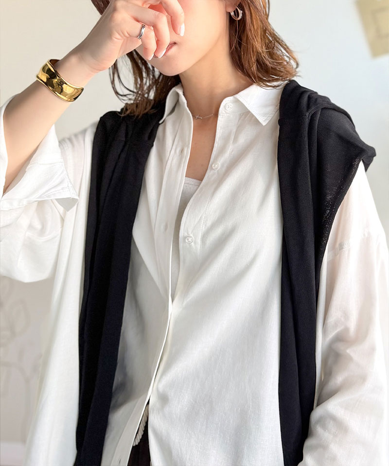 【 クラシカルエルフ classical elf 】 【 接触冷感 UVカット 】 レディース シャツ ブラウス 長袖 トップス レーヨン 麻混 オーバーサイズ | classicalelf | 05