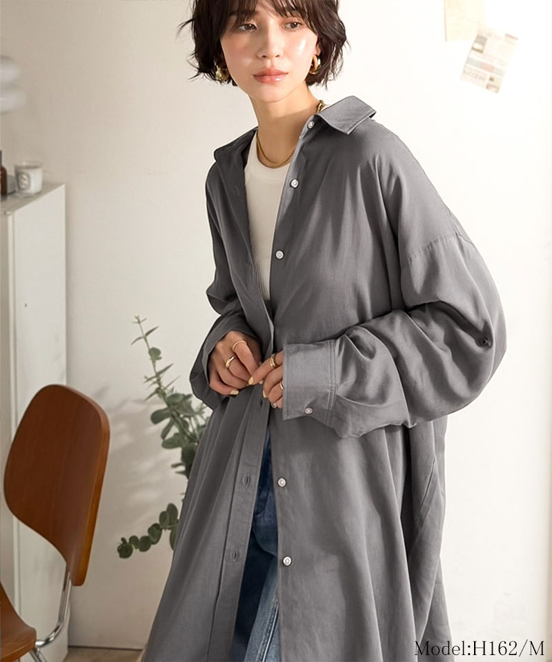 【 クラシカルエルフ classical elf 】 【 接触冷感 UVカット 】 レディース シャツ ブラウス 長袖 トップス レーヨン 麻混 オーバーサイズ | classicalelf | 10