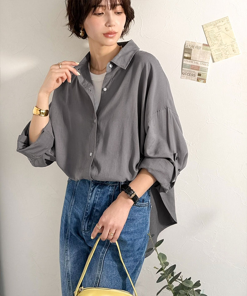 【 クラシカルエルフ classical elf 】 【 接触冷感 UVカット 】 レディース シャツ ブラウス 長袖 トップス レーヨン 麻混 オーバーサイズ | classicalelf | 11