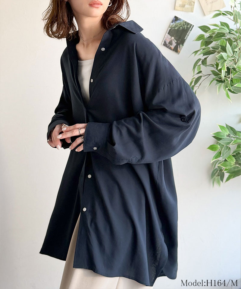 【 クラシカルエルフ classical elf 】 【 接触冷感 UVカット 】 レディース シャツ ブラウス 長袖 トップス レーヨン 麻混 オーバーサイズ | classicalelf | 13