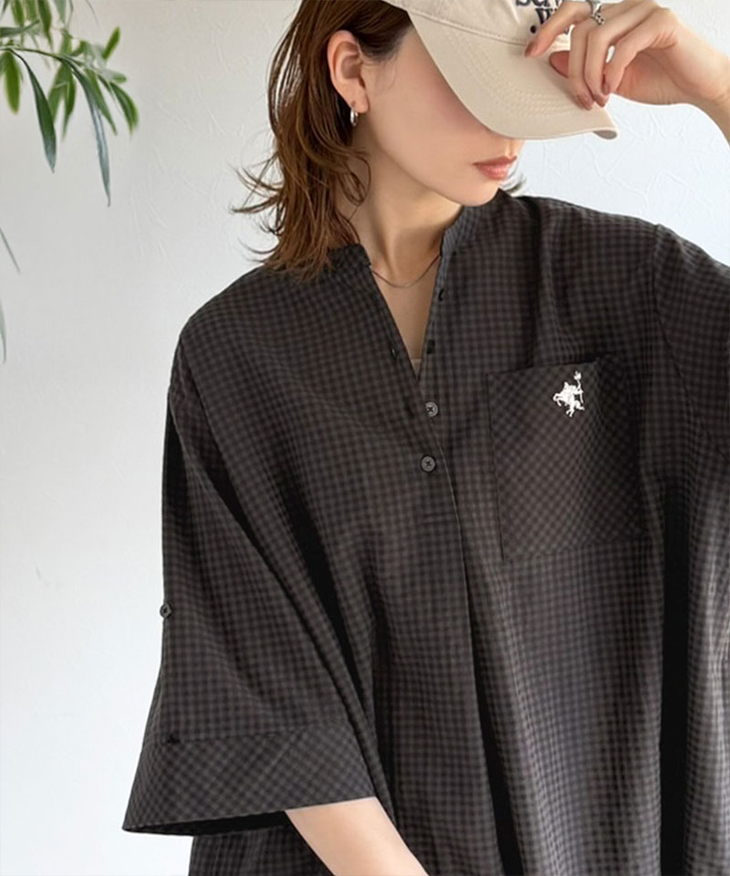 【 クラシカルエルフ classical elf 】【接触冷感機能付き】ワンピース レディース   胸 刺繍 入り ポケット デザイン ロールアップ サッカーワンピ | classicalelf | 03