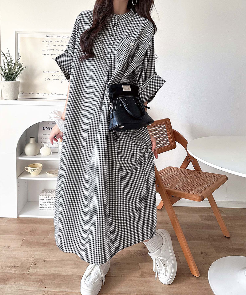 【 クラシカルエルフ classical elf 】【接触冷感機能付き】ワンピース レディース   胸 刺繍 入り ポケット デザイン ロールアップ サッカーワンピ | classicalelf | 10