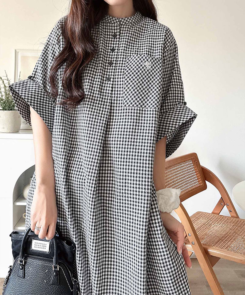 【 クラシカルエルフ classical elf 】【接触冷感機能付き】ワンピース レディース   胸 刺繍 入り ポケット デザイン ロールアップ サッカーワンピ | classicalelf | 11