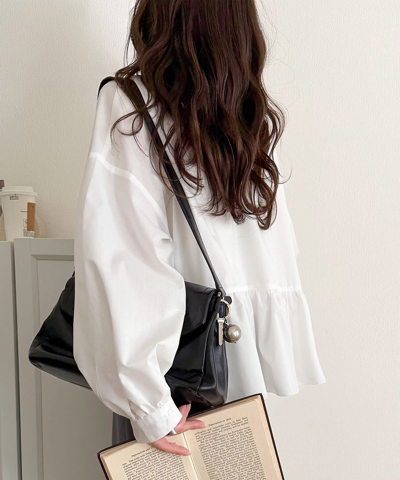 【 クラシカルエルフ classical elf 】ブラウス オフィス トップス レディース 柄アソート フリルデザインブラウス 華やか 上品 ペプラム 腰回りカバー | classicalelf | 05