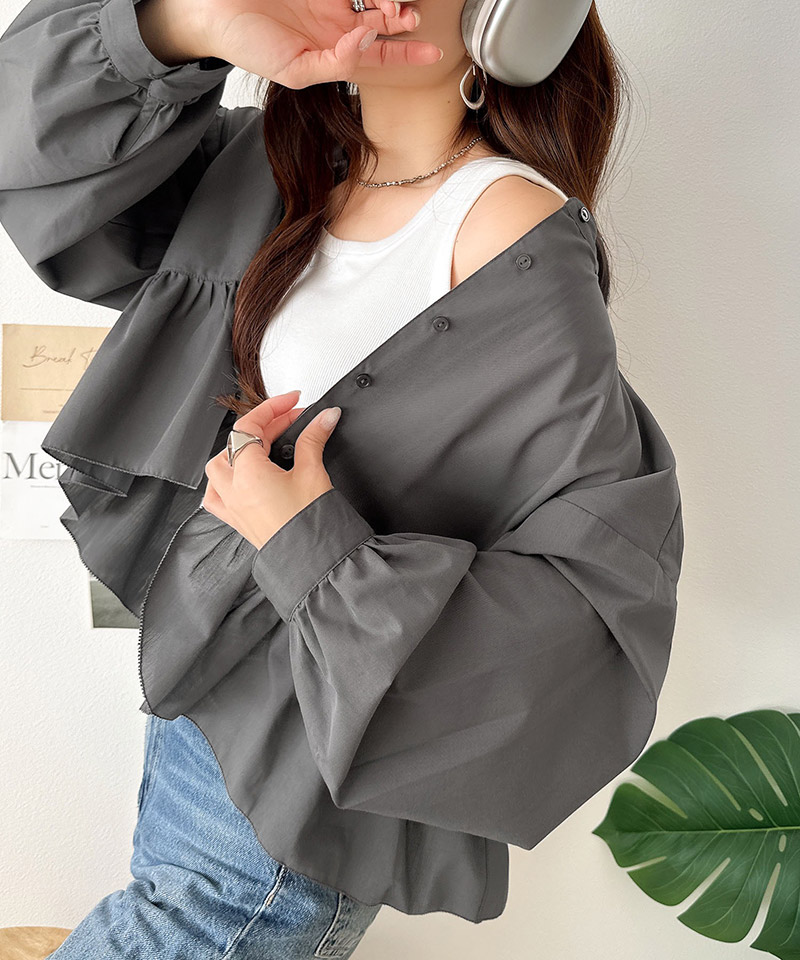 【 クラシカルエルフ classical elf 】ブラウス オフィス トップス レディース 柄アソート フリルデザインブラウス 華やか 上品 ペプラム 腰回りカバー | classicalelf | 07