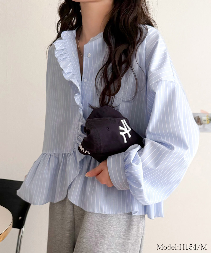 【 クラシカルエルフ classical elf 】ブラウス オフィス トップス レディース 柄アソート フリルデザインブラウス 華やか 上品 ペプラム 腰回りカバー | classicalelf | 09