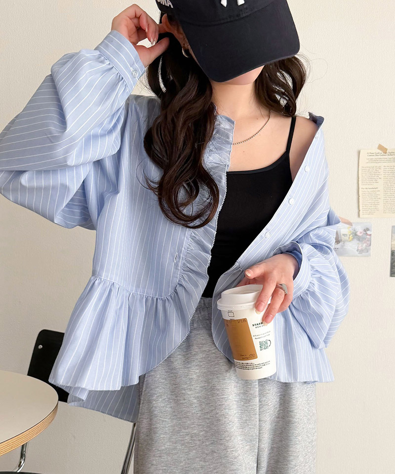 【 クラシカルエルフ classical elf 】ブラウス オフィス トップス レディース 柄アソート フリルデザインブラウス 華やか 上品 ペプラム 腰回りカバー | classicalelf | 12